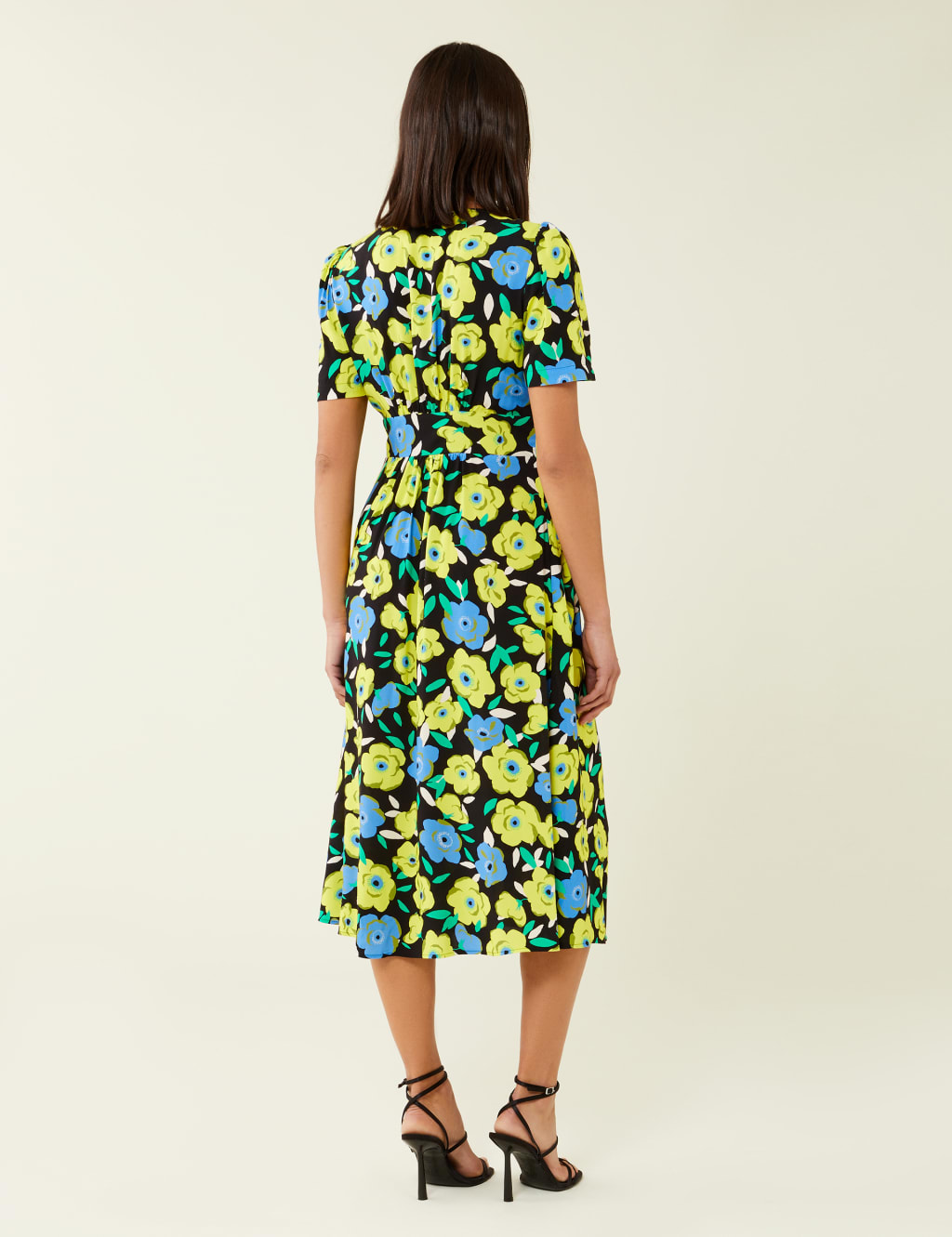 Floral V-Neck Button Front Midi Tea Dress image 4