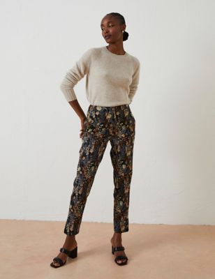Fatface Womens Floral Jacquard Side Zip Slim Fit Trousers - 14SHT - Multi, Multi