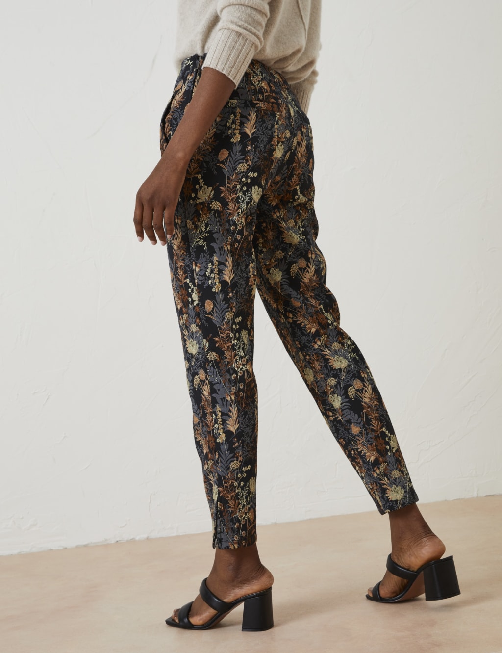 Floral Jacquard Side Zip Slim Fit Trousers image 4