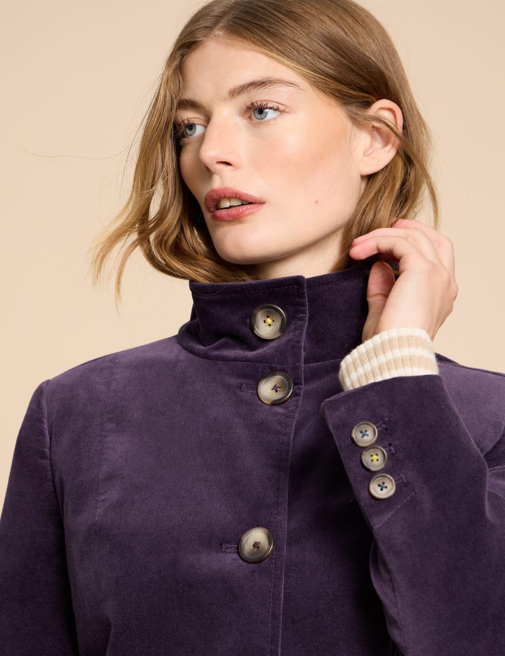 Velvet Collared Short Pea Coat image 3