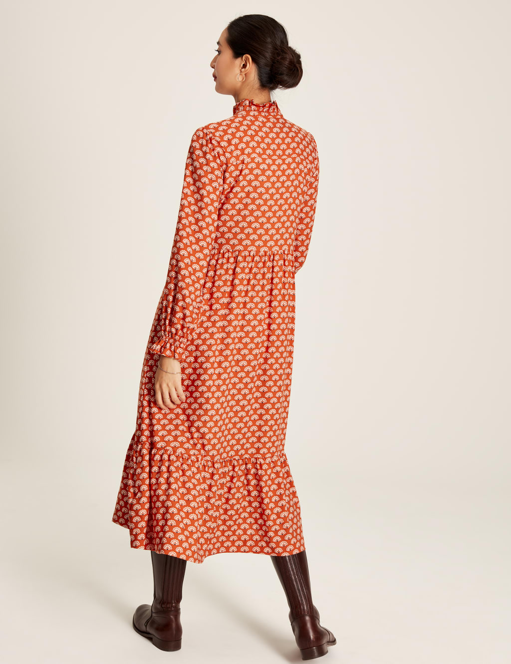 Printed High Neck Midi Tiered Dress image 4