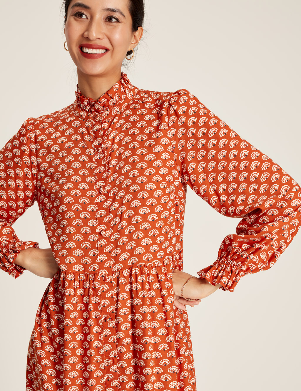 Printed High Neck Midi Tiered Dress image 5