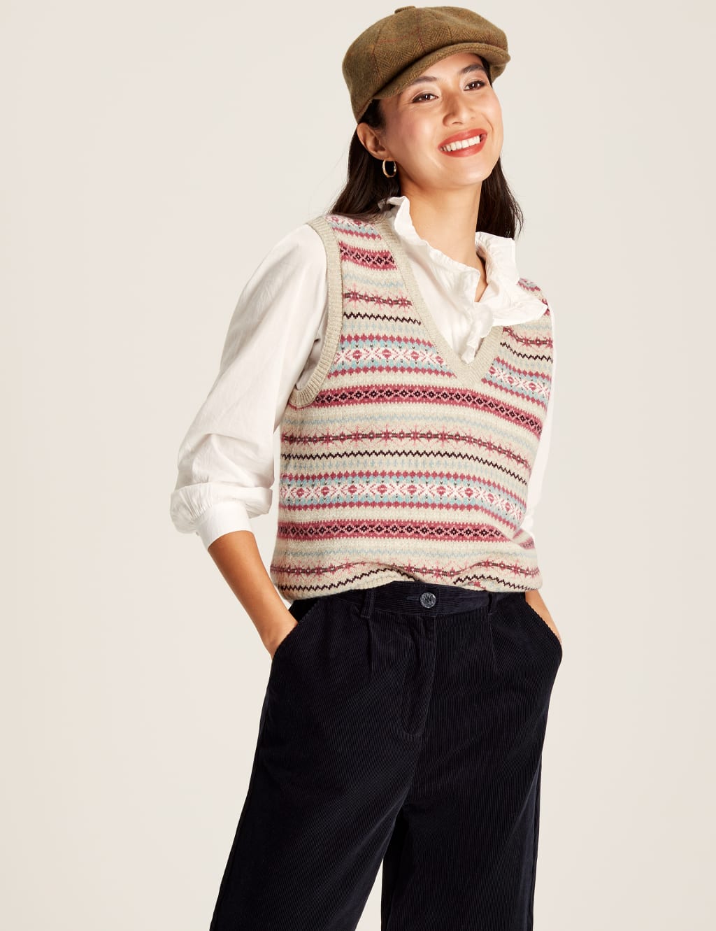 Cotton Rich Fair Isle Knitted Vest image 1