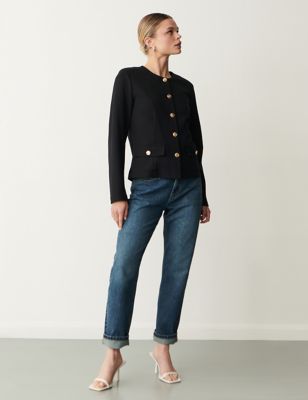 Finery London Women's Collarless Short Jacket - 18 - Black, Black