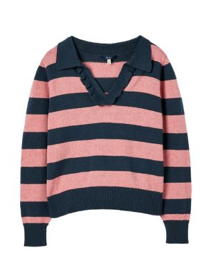 Striped Ribbed Half Zip Jumper with Wool | French Connection | M&S