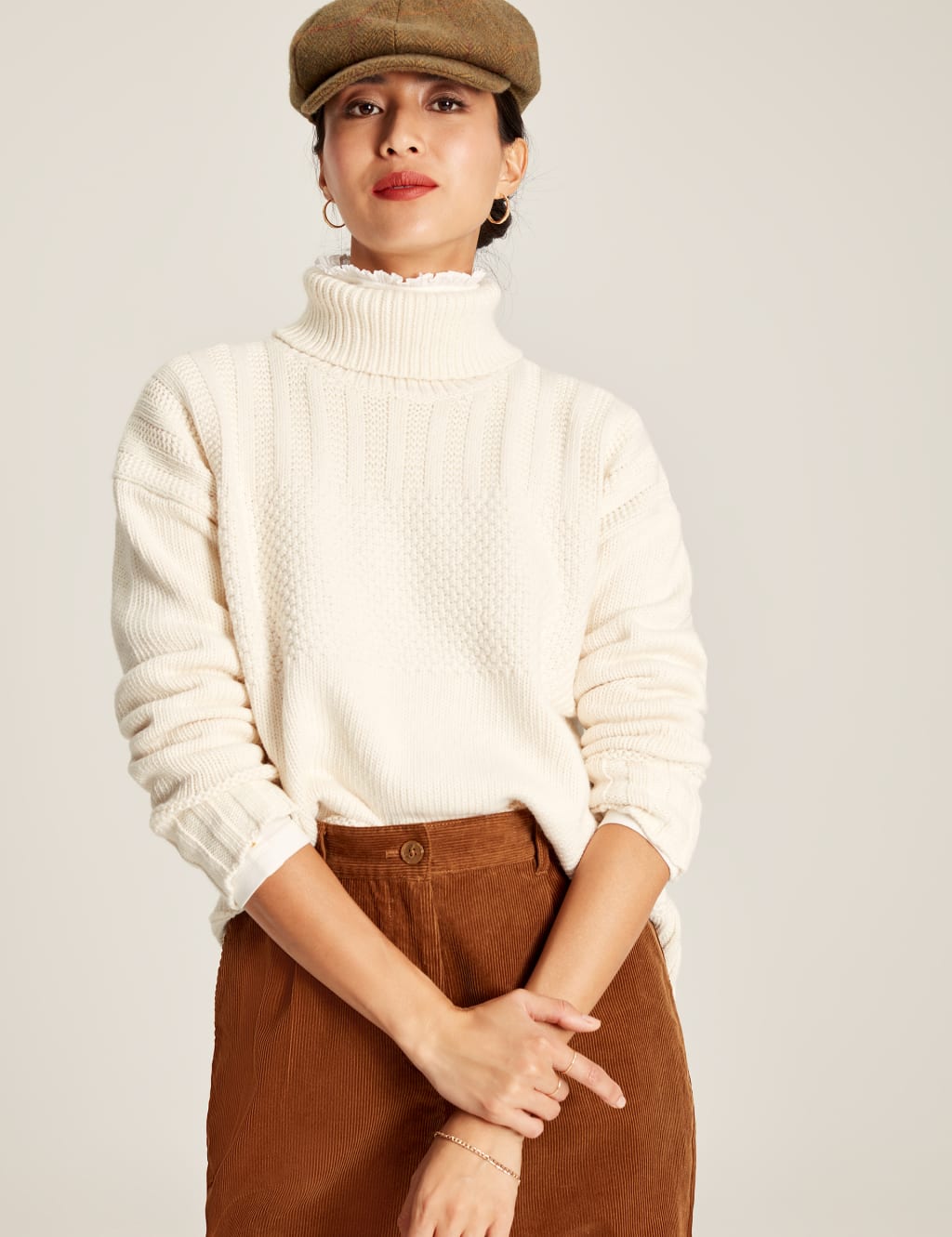 Cotton Rich Textured Roll Neck Jumper image 1