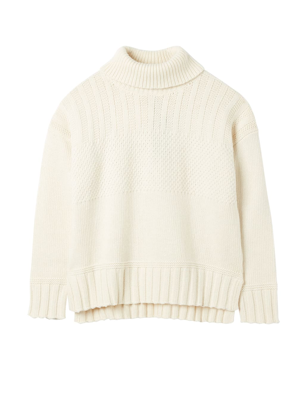 Cotton Rich Textured Roll Neck Jumper image 2