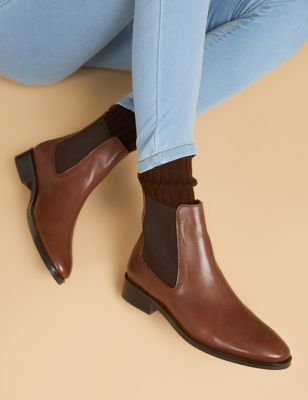 Jones Bootmaker Womens Leather Chelsea Flat Ankle Boots - 4 - Black, Black,Tan
