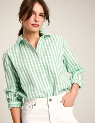 Joules Womens Pure Cotton Striped Shirt - 6 - Green Mix, Green Mix