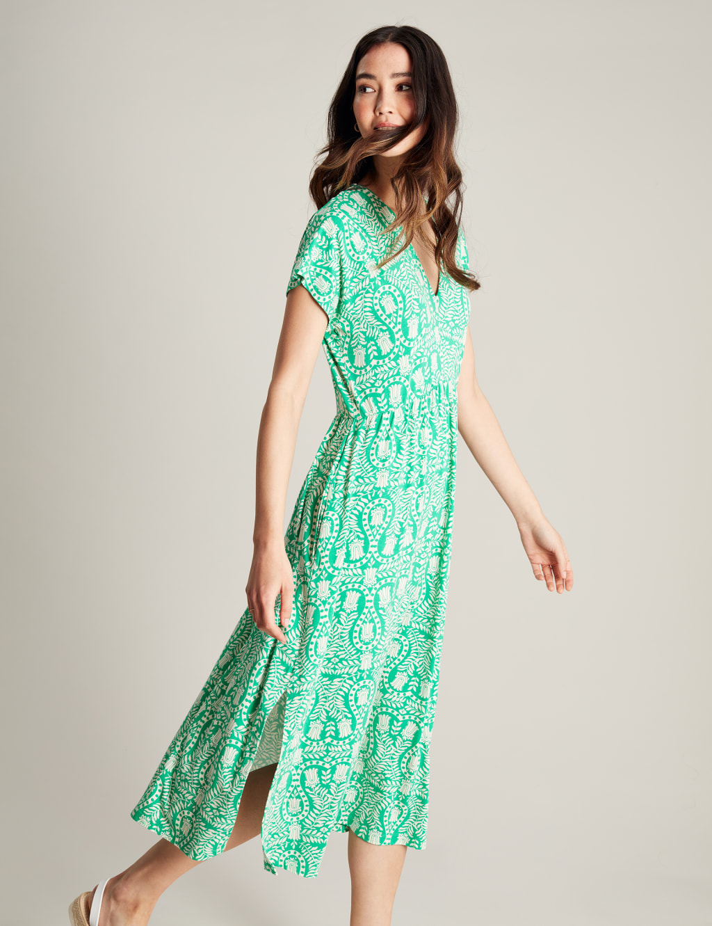 Jersey Printed V-Neck Midi Beach Dress image 4