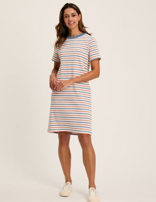 Joules Women's Pure Cotton Striped Mini T-shirt Dress - 8 - Multi, Multi