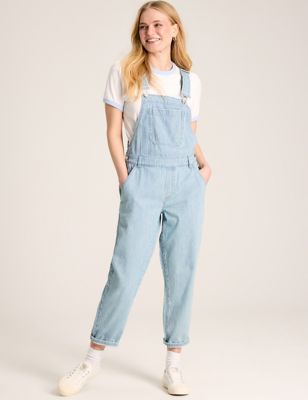Joules Womens Pure Cotton Striped Dungarees - 6 - Blue Mix, Blue Mix