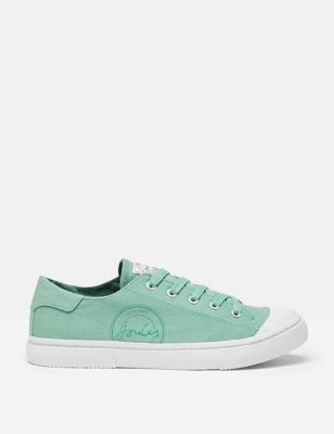 Joules Womens Lace Up Trainers - 6 - Green, Green,White,Navy,Pink