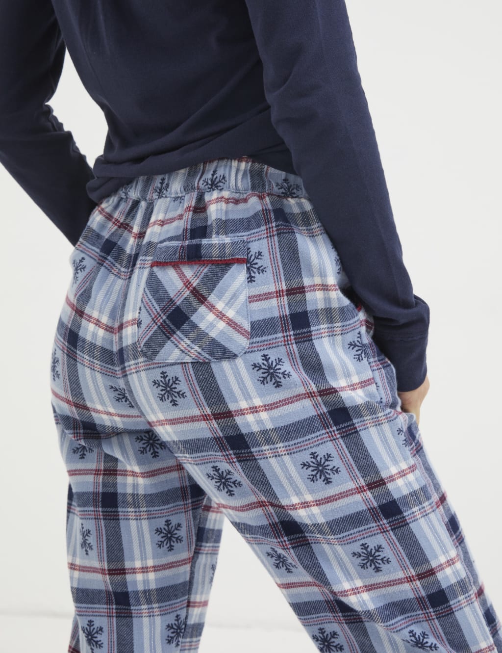 Pure Cotton Checked Snowflake Pyjama Bottoms image 5