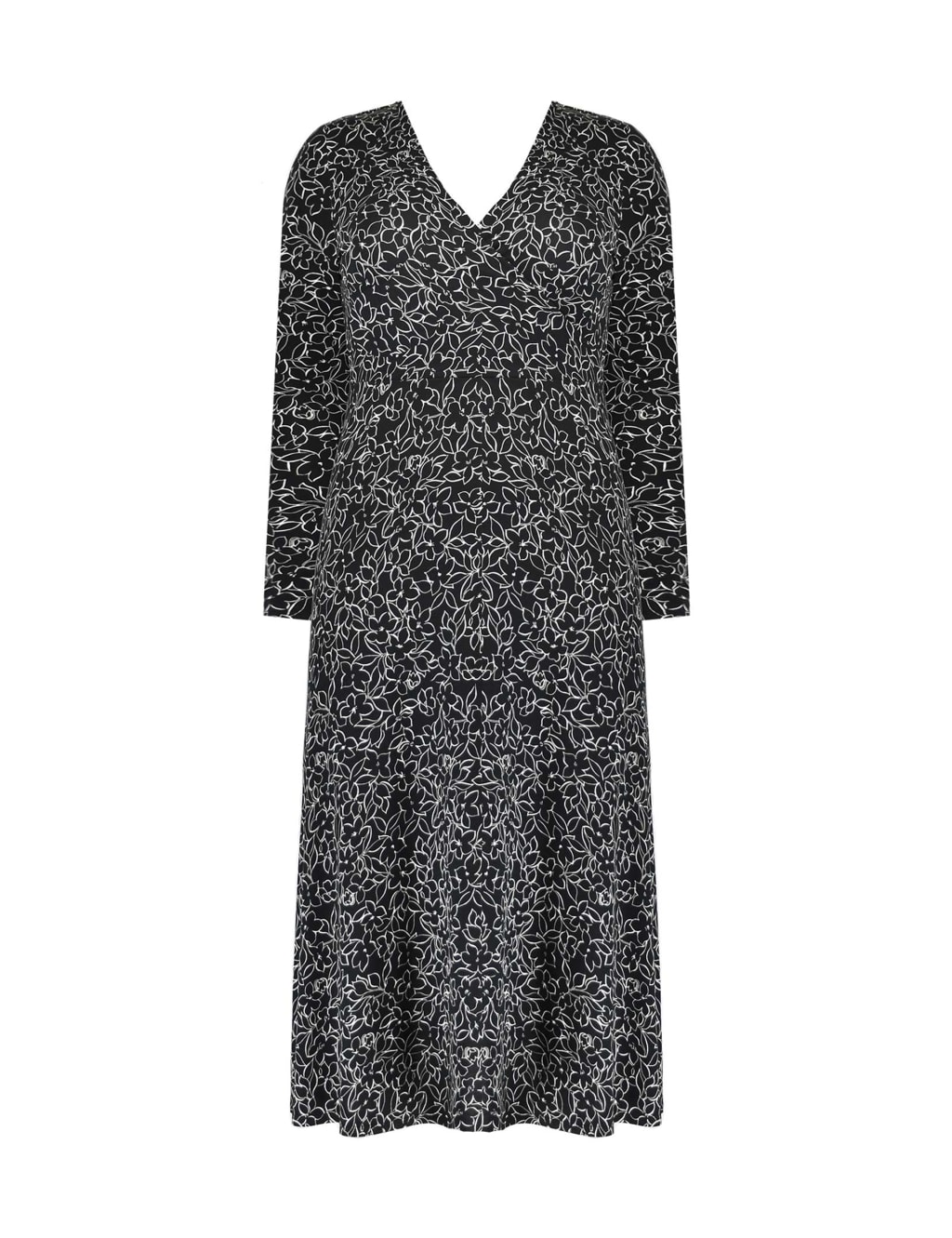 Jersey Floral V-Neck Midi Wrap Dress image 2