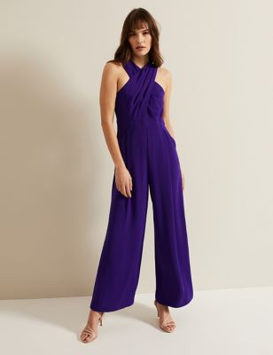 Phase Eight Womens Sleeveless Wide Leg Jumpsuit - 16 - Purple, Purple