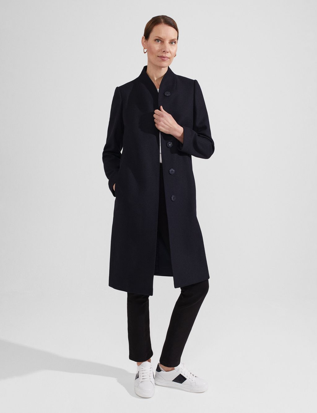 Wool Rich High Neck Tailored Coat image 1