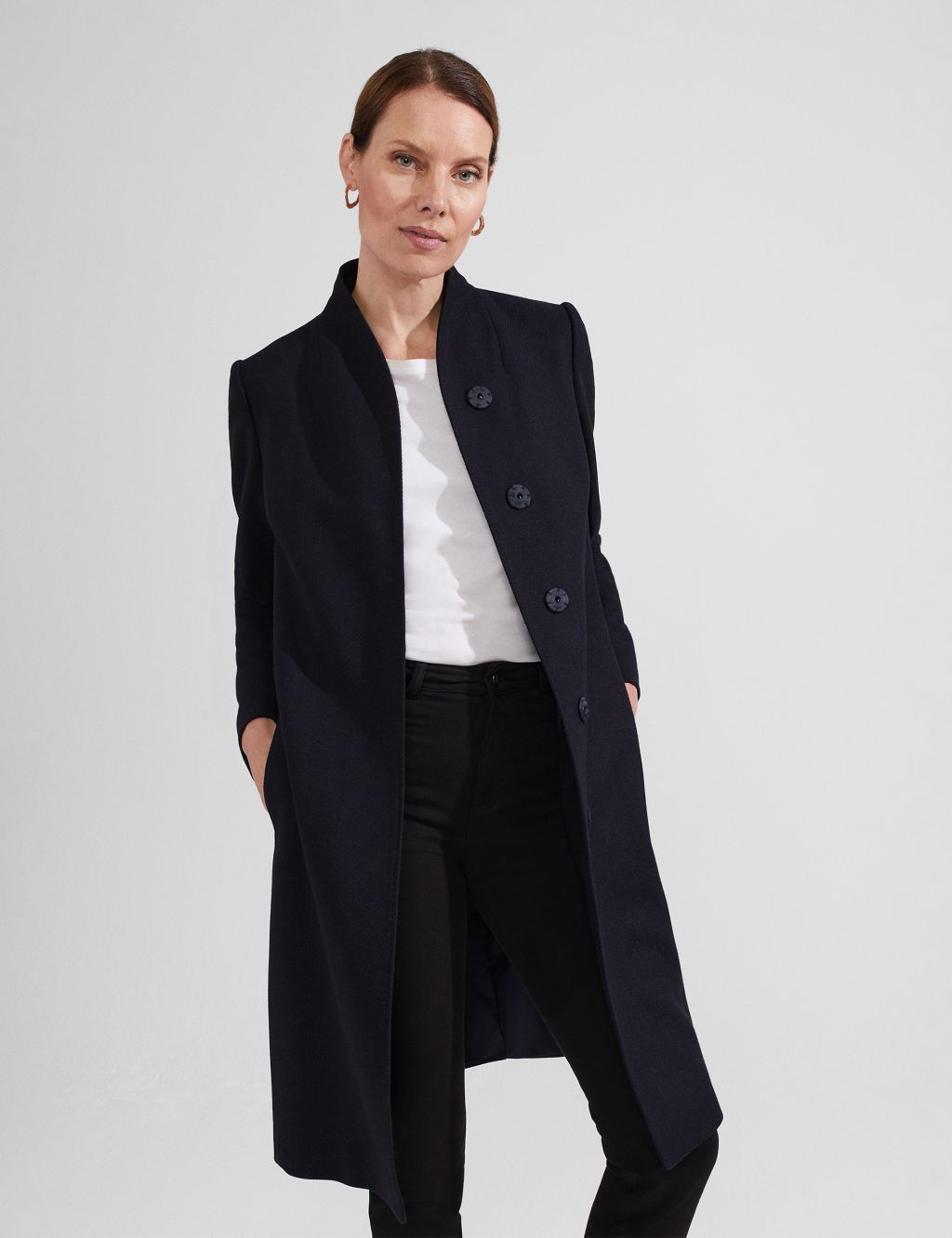 Wool Rich High Neck Tailored Coat image 3