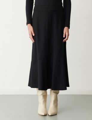Finery London Womens Jersey Seam Detail Midi A-Line Skirt - 16 - Black, Black,Red,Blue