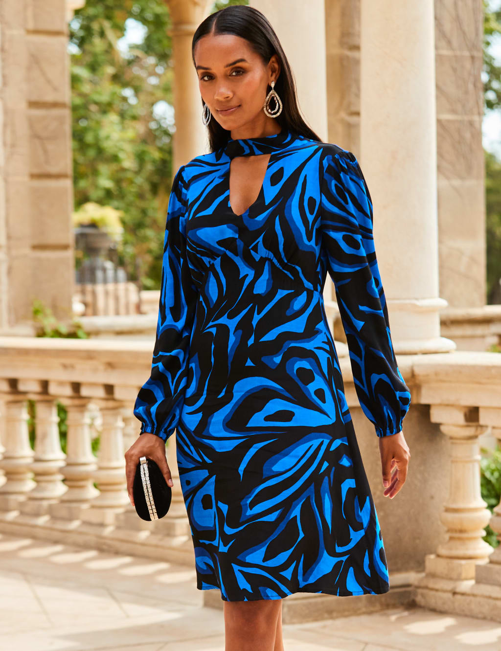 Butterfly Print High Neck Skater Dress image 4