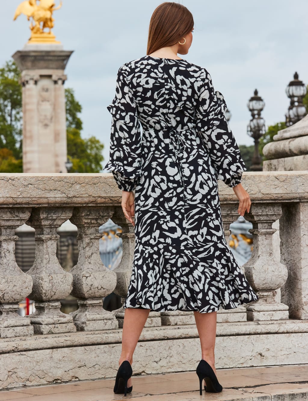 Animal Print Midi Tiered Waisted Dress image 4