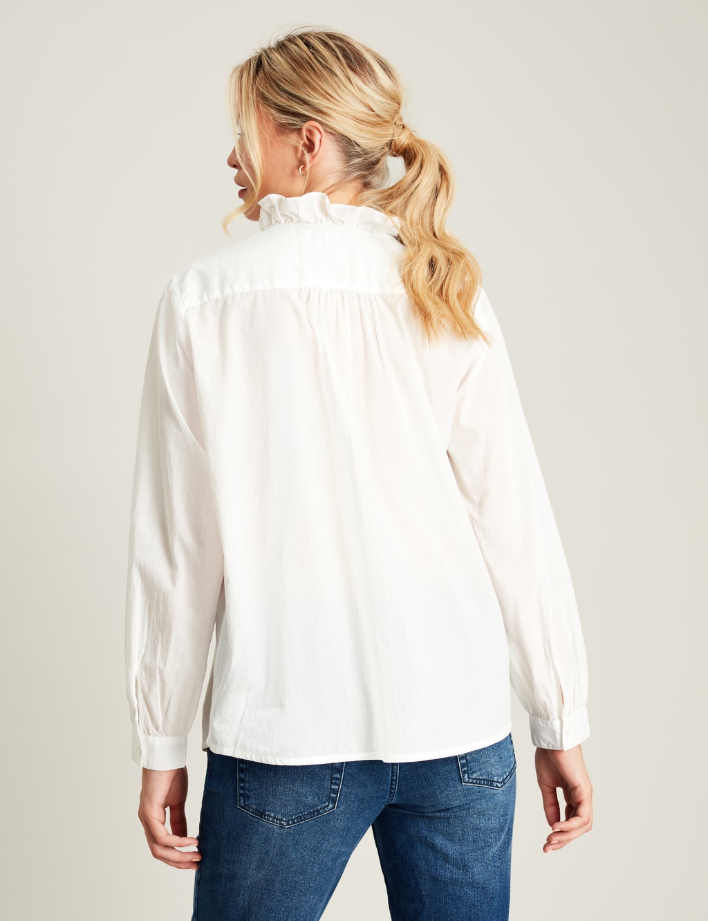 Pure Cotton Round Neck Ruffle Blouse image 4
