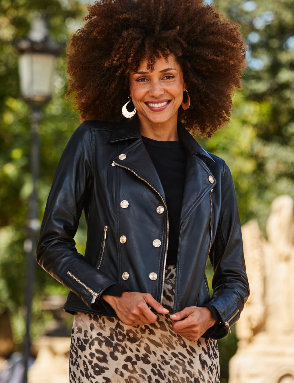 Leather biker jacket size 18 discount