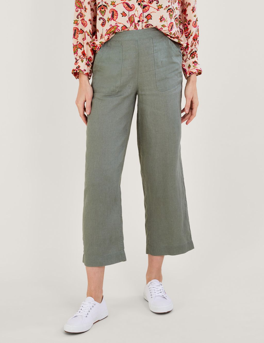 Pure Linen Pull On Straight Leg Trousers image 1