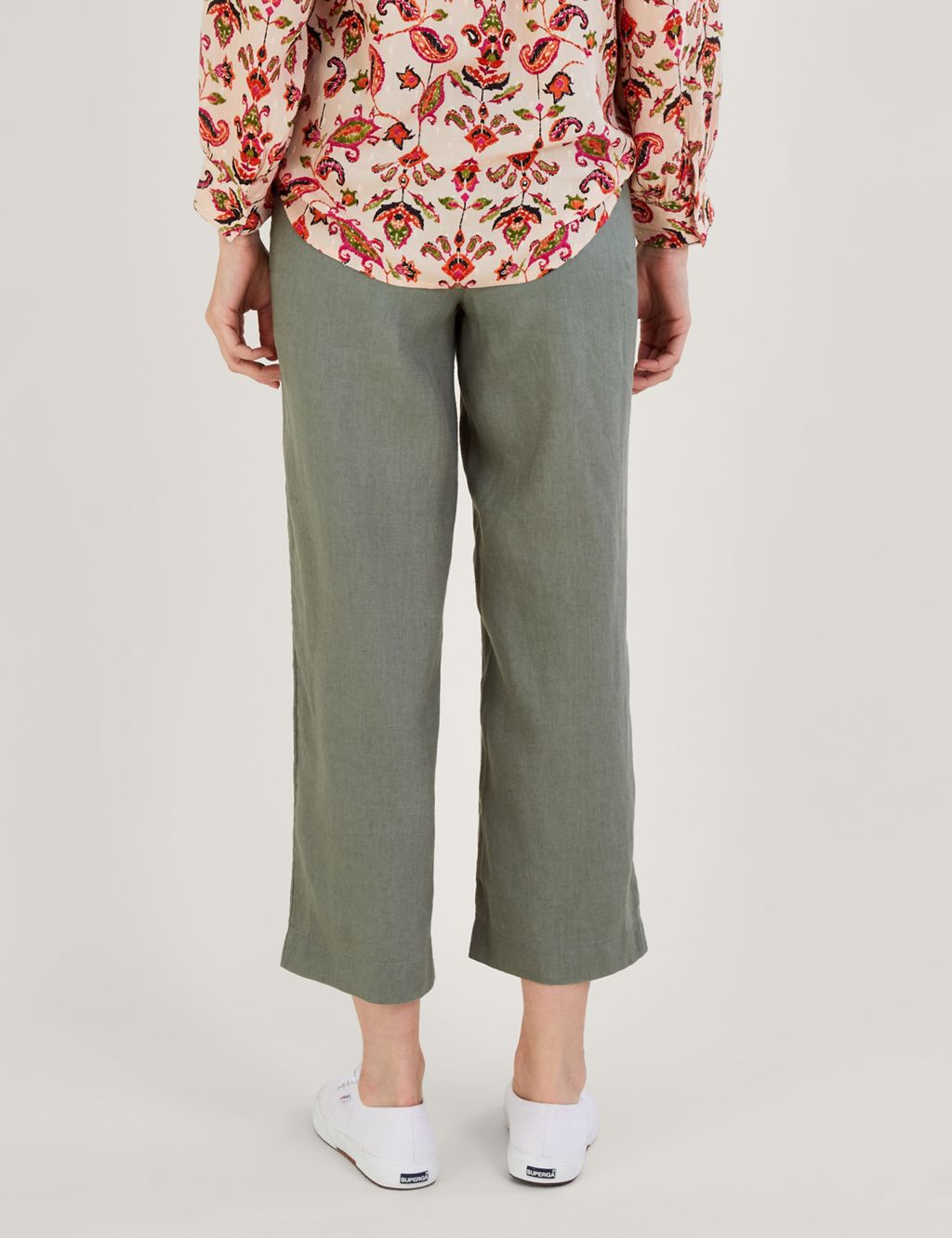 Pure Linen Pull On Straight Leg Trousers image 4
