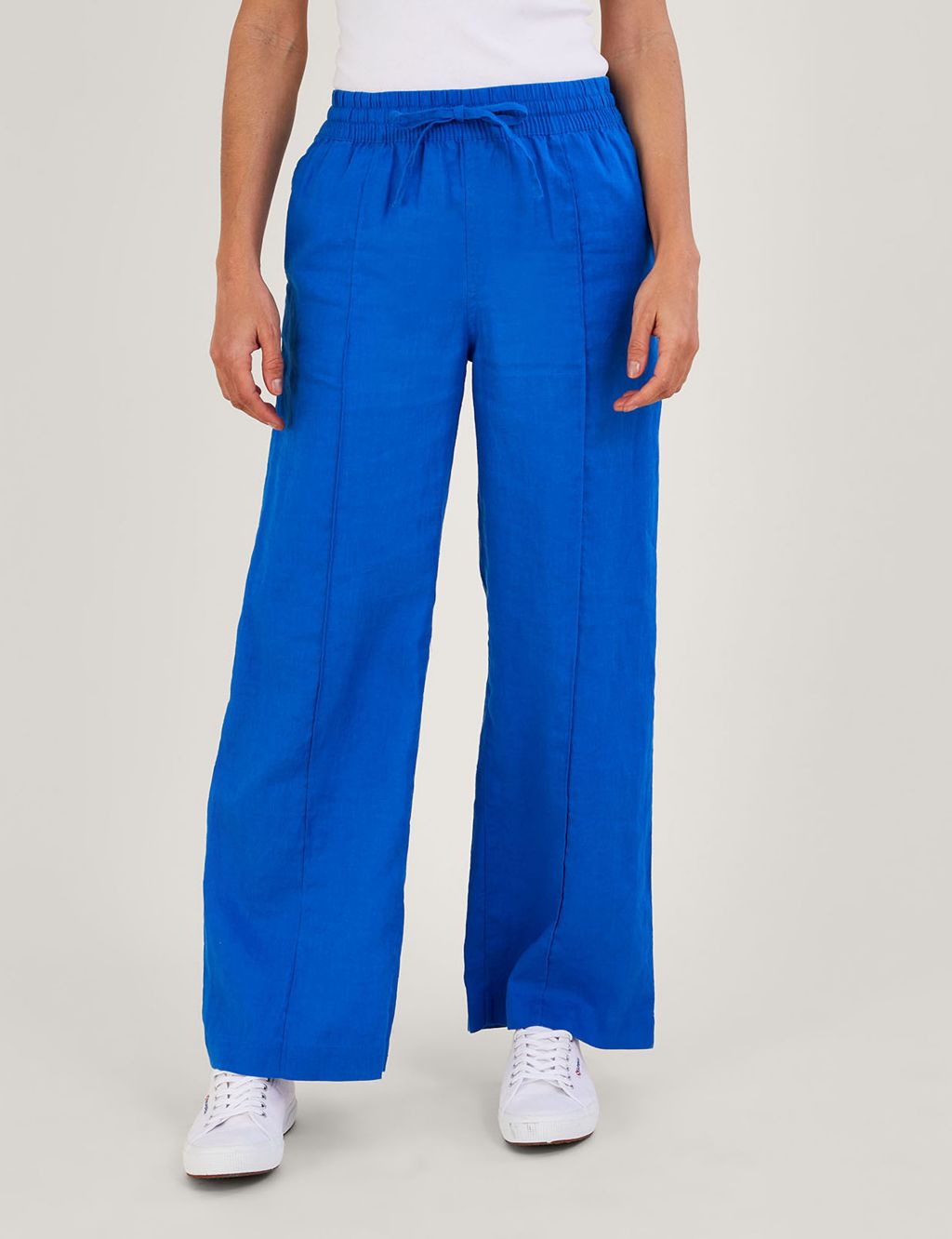 Pure Linen Pull On Wide Leg Trousers image 1