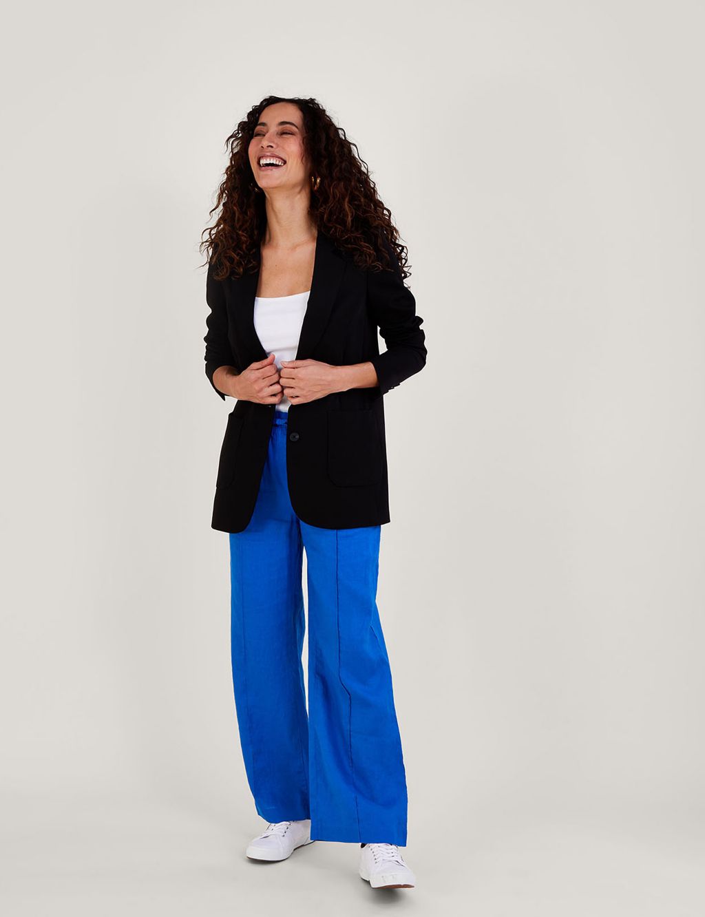 Pure Linen Pull On Wide Leg Trousers image 3