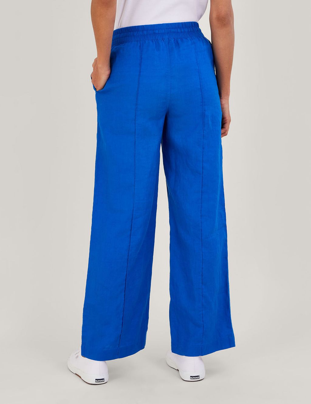 Pure Linen Pull On Wide Leg Trousers image 4