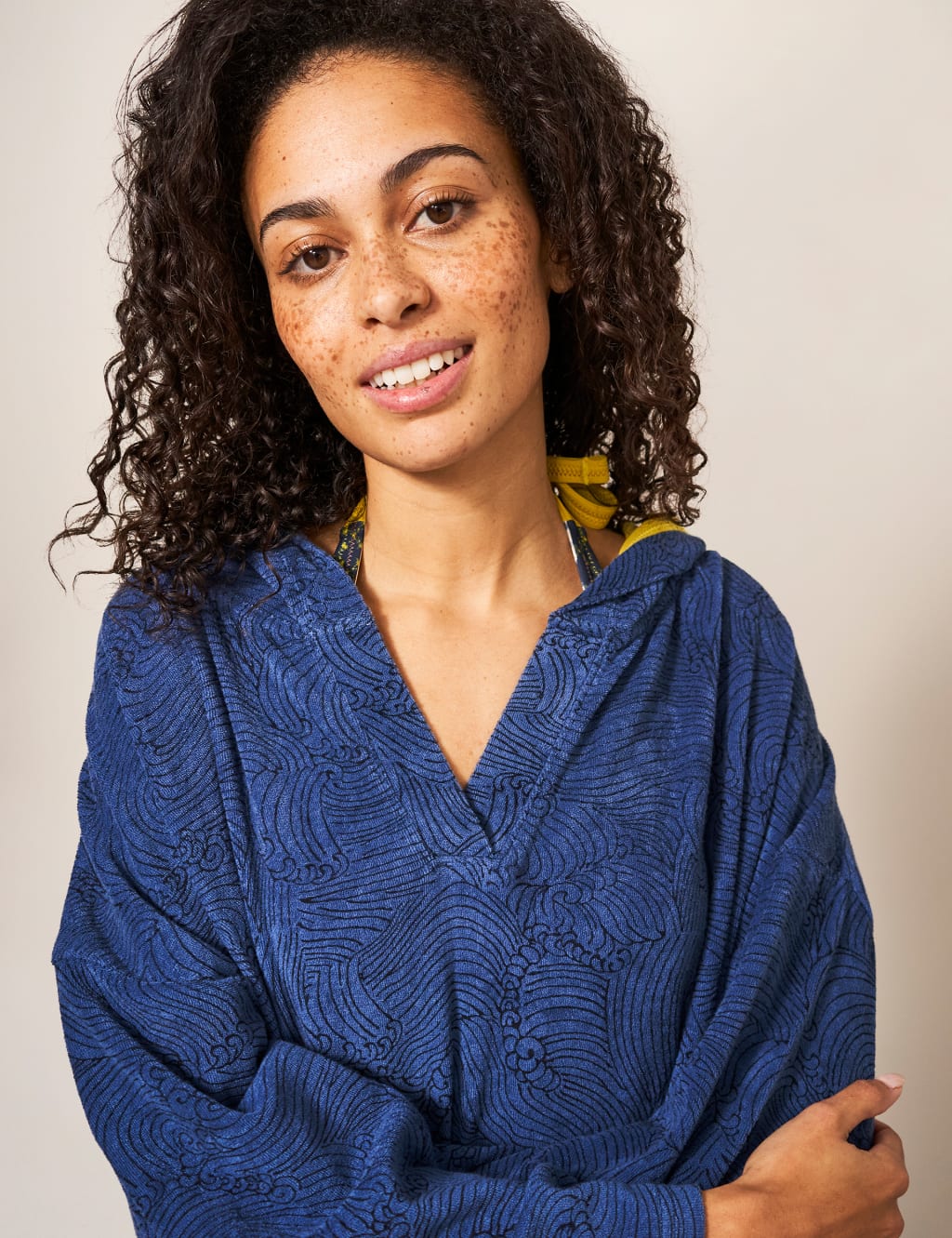 Pure Cotton Wave Hooded Towelling Robe image 3
