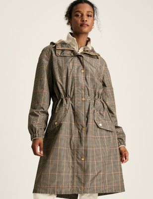 Joules Womens Waterproof Checked Lightweight Raincoat - 18 - Brown Mix, Brown Mix