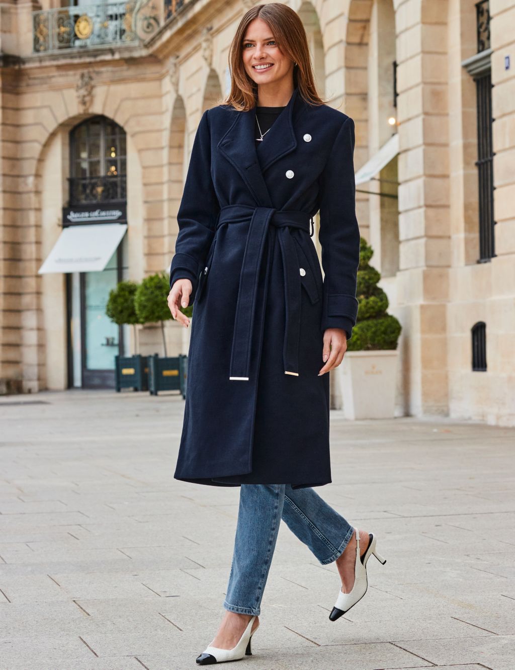 Belted Collared Longline Wrap Coat image 2