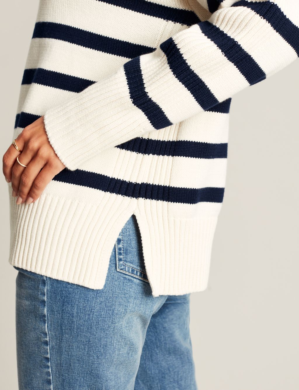 Pure Cotton Striped Collared Relaxed Jumper image 4
