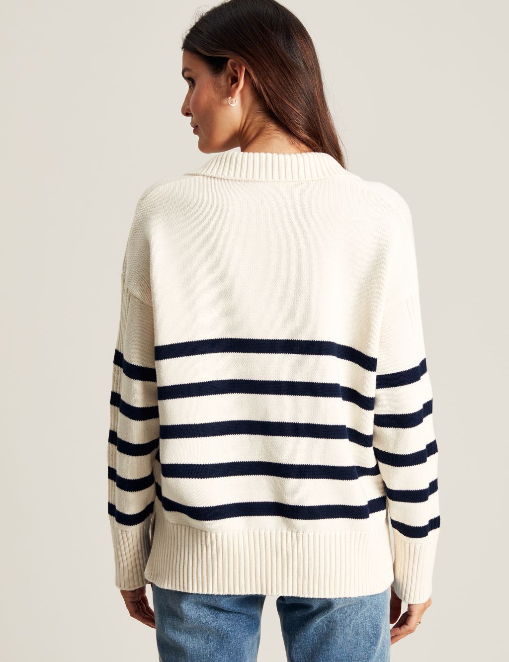 Pure Cotton Striped Collared Relaxed Jumper image 6
