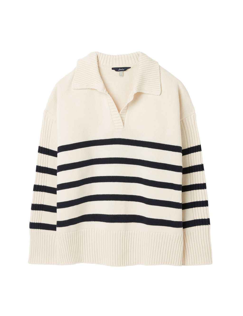Pure Cotton Striped Collared Relaxed Jumper image 2