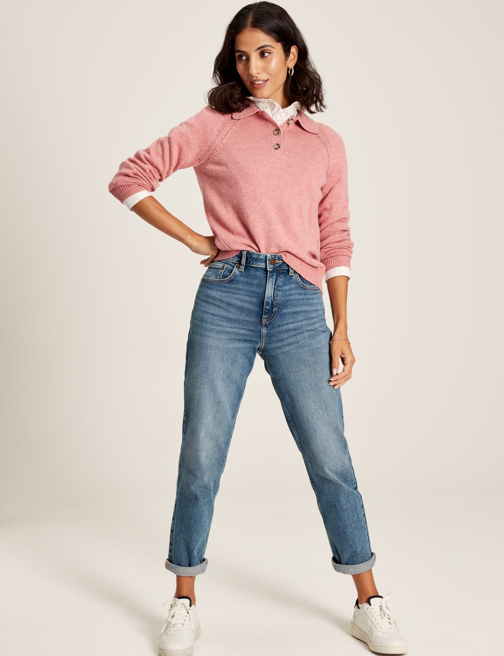 Cotton Rich Pointelle Collared Jumper image 1