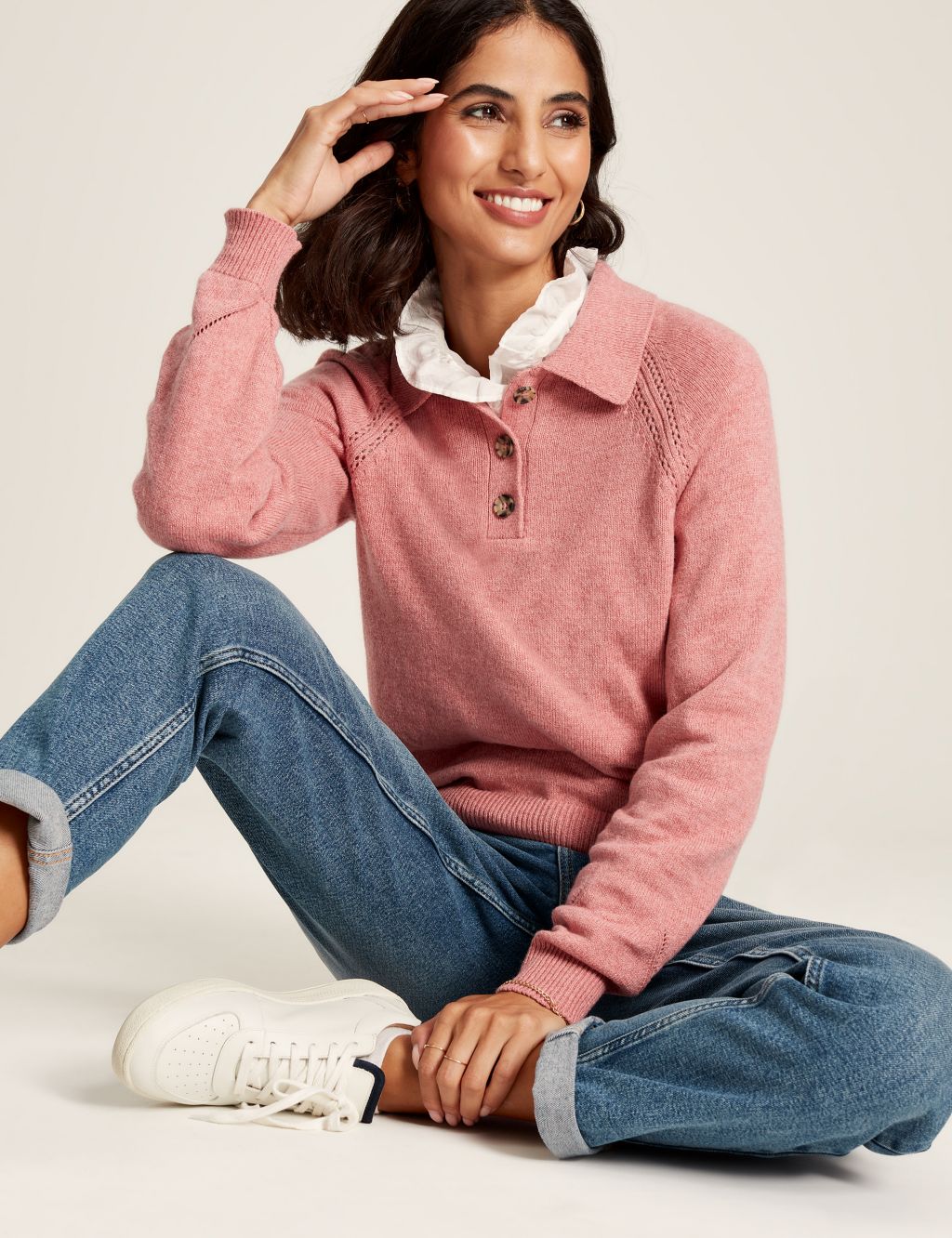Cotton Rich Pointelle Collared Jumper image 6
