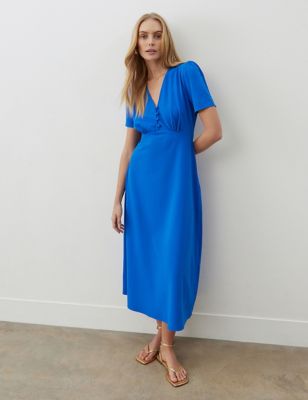 Finery London Womens Midaxi Waisted Dress - 8REG - Blue, Blue
