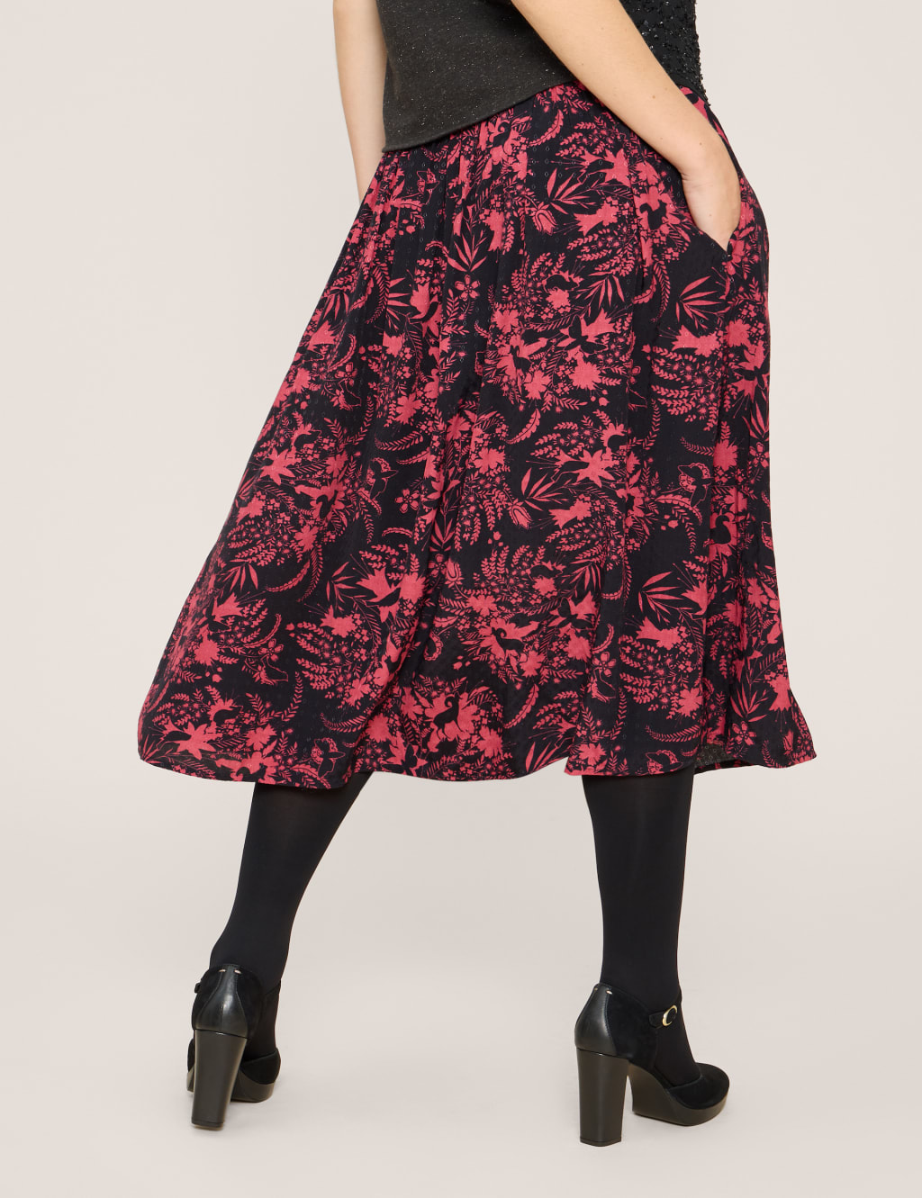 Floral Midi A-Line Skirt image 3