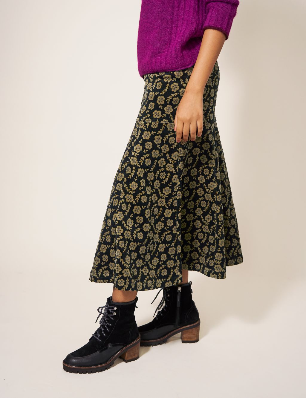 Cord Floral Midaxi A-Line Skirt image 4