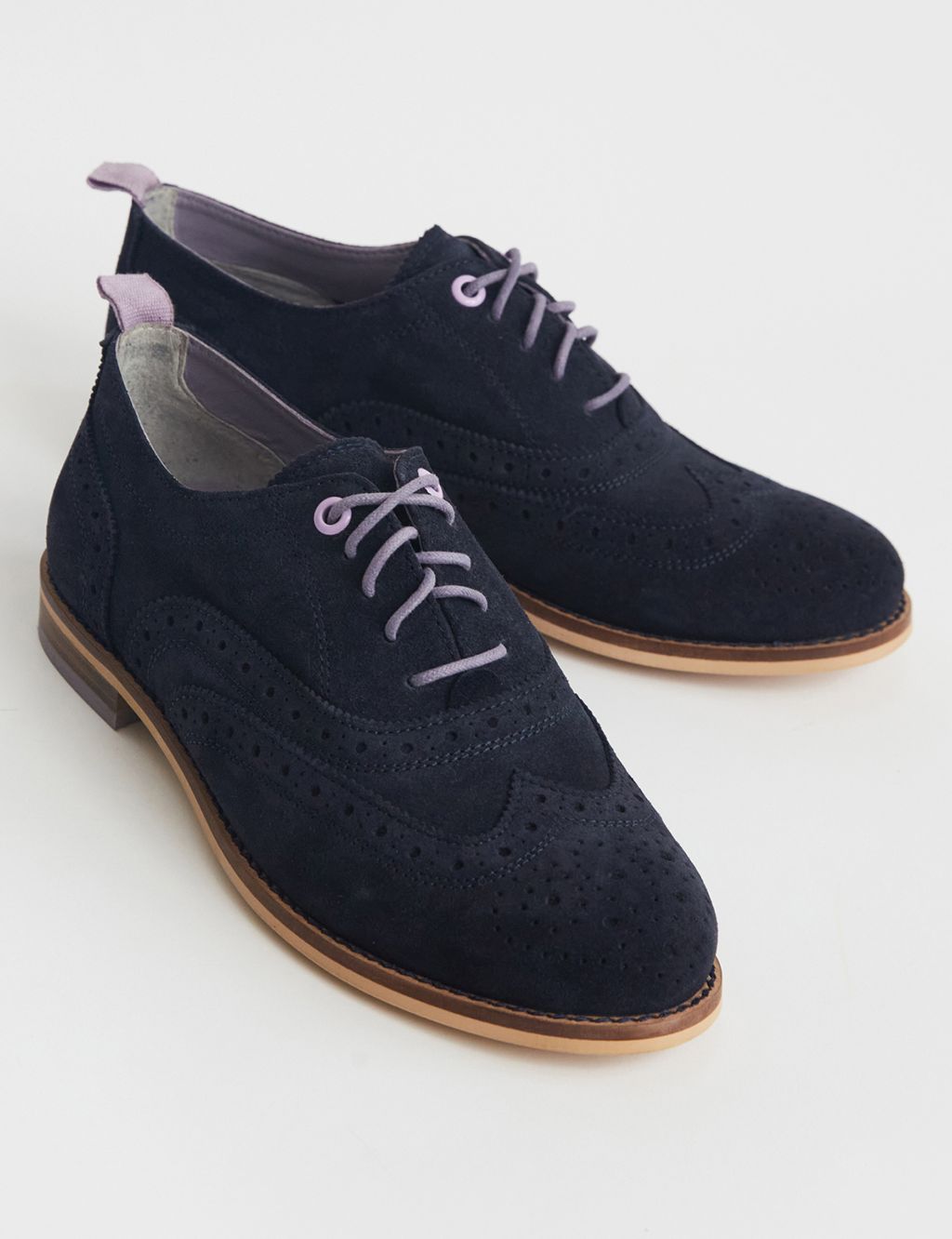 Suede Lace Up Flat Brogues image 2