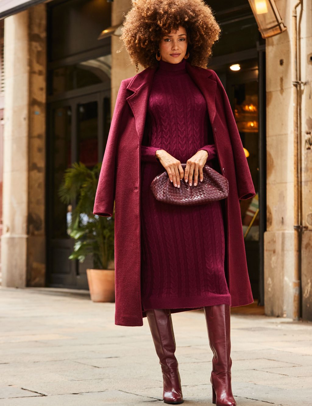 Cable Knit Roll Neck Midi Jumper Dress image 5