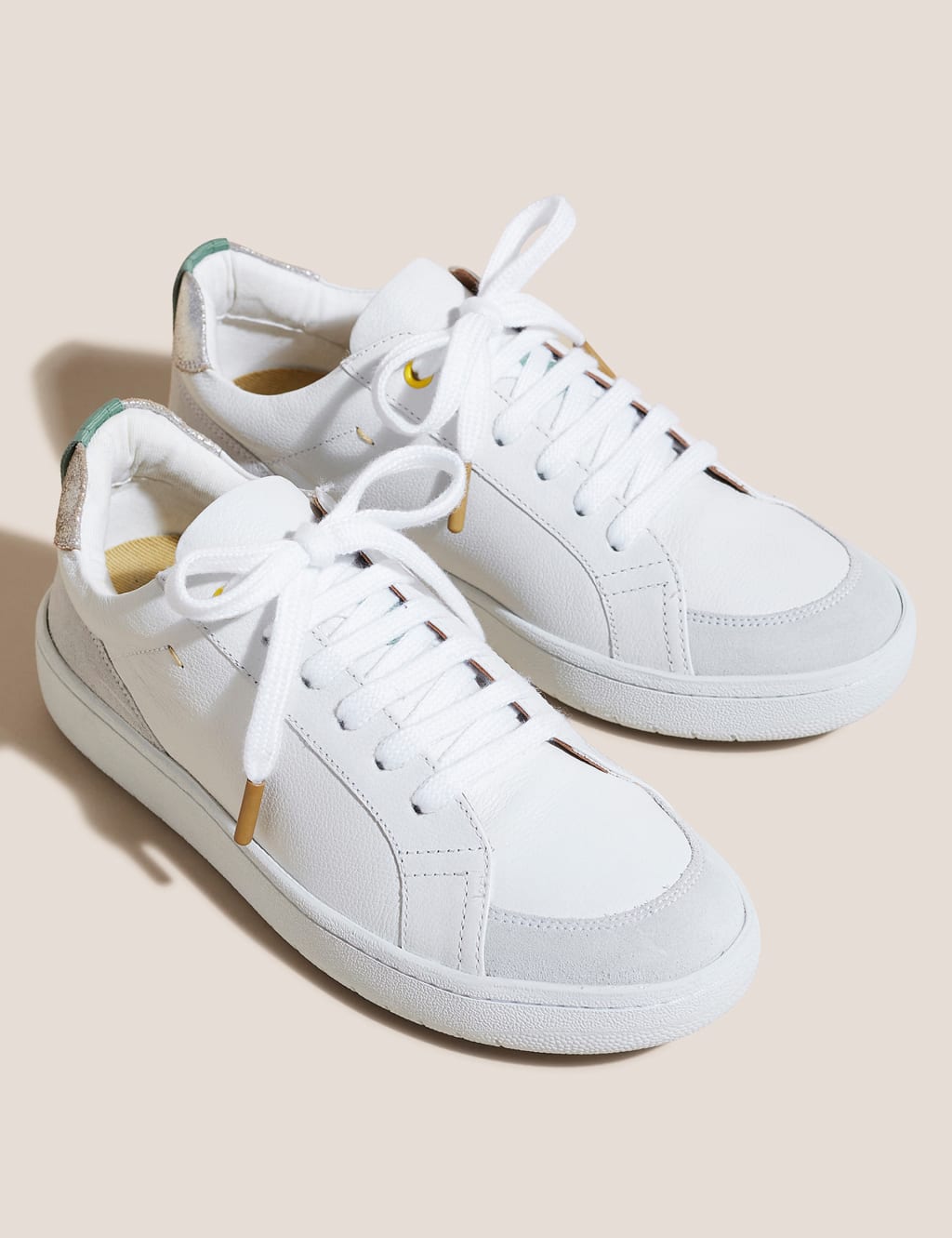 Leather Lace Up Trainers image 2