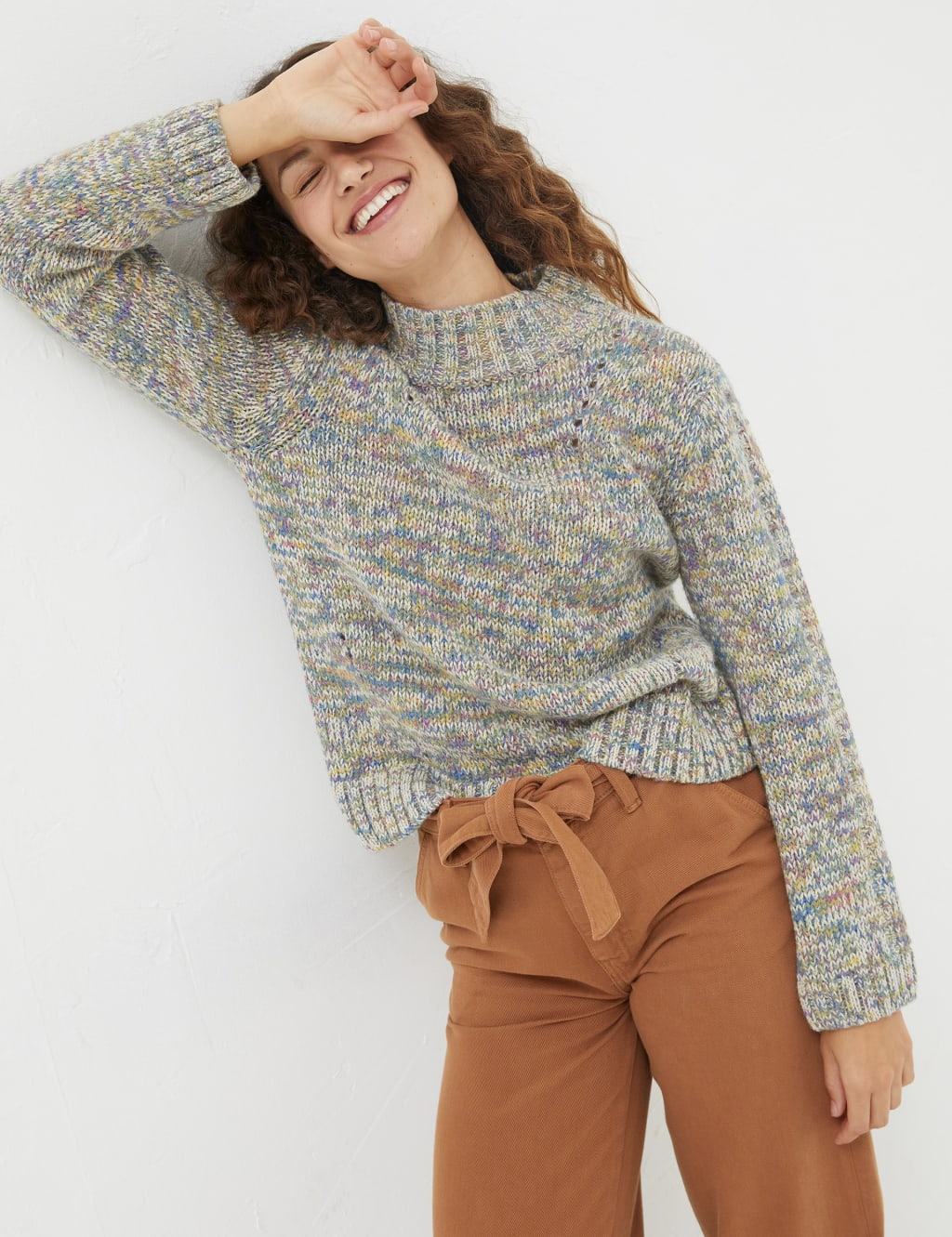 Wool Blend Textured High Neck Jumper image 1