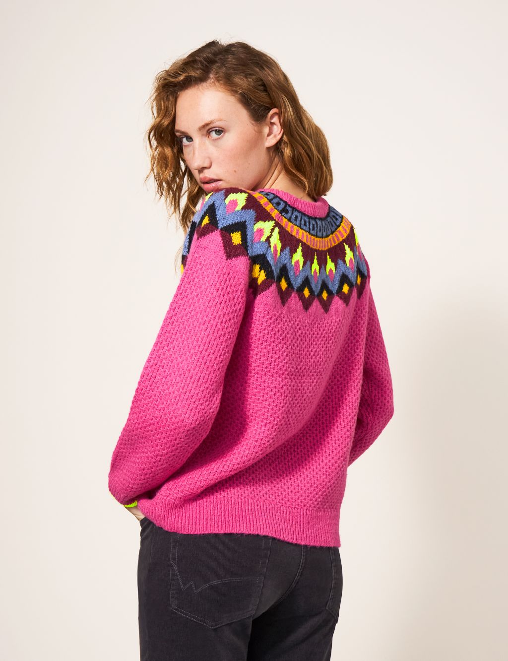 Patterned Crew Neck Jumper with Wool image 4