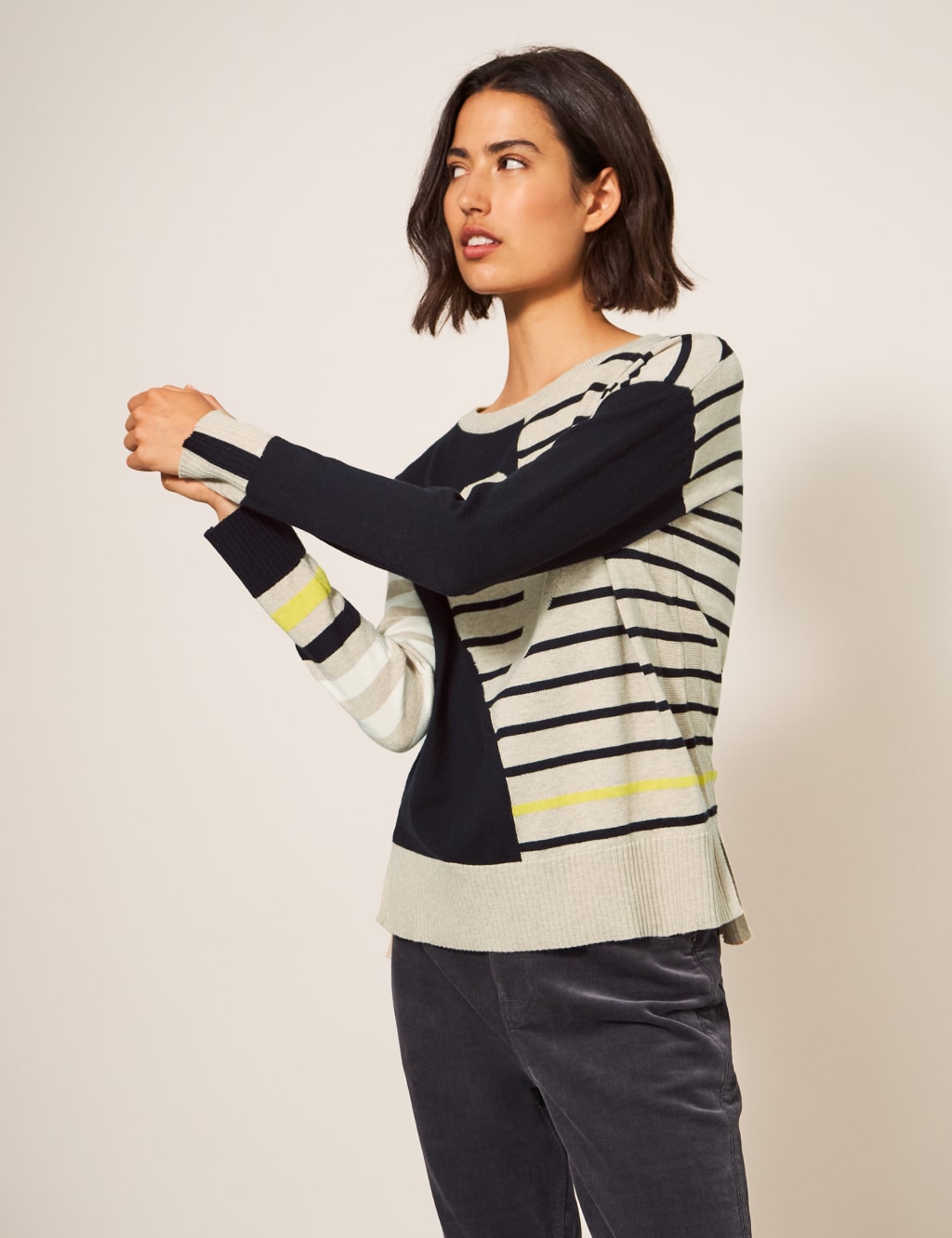 Merino Wool Blend Striped Heart Jumper image 3