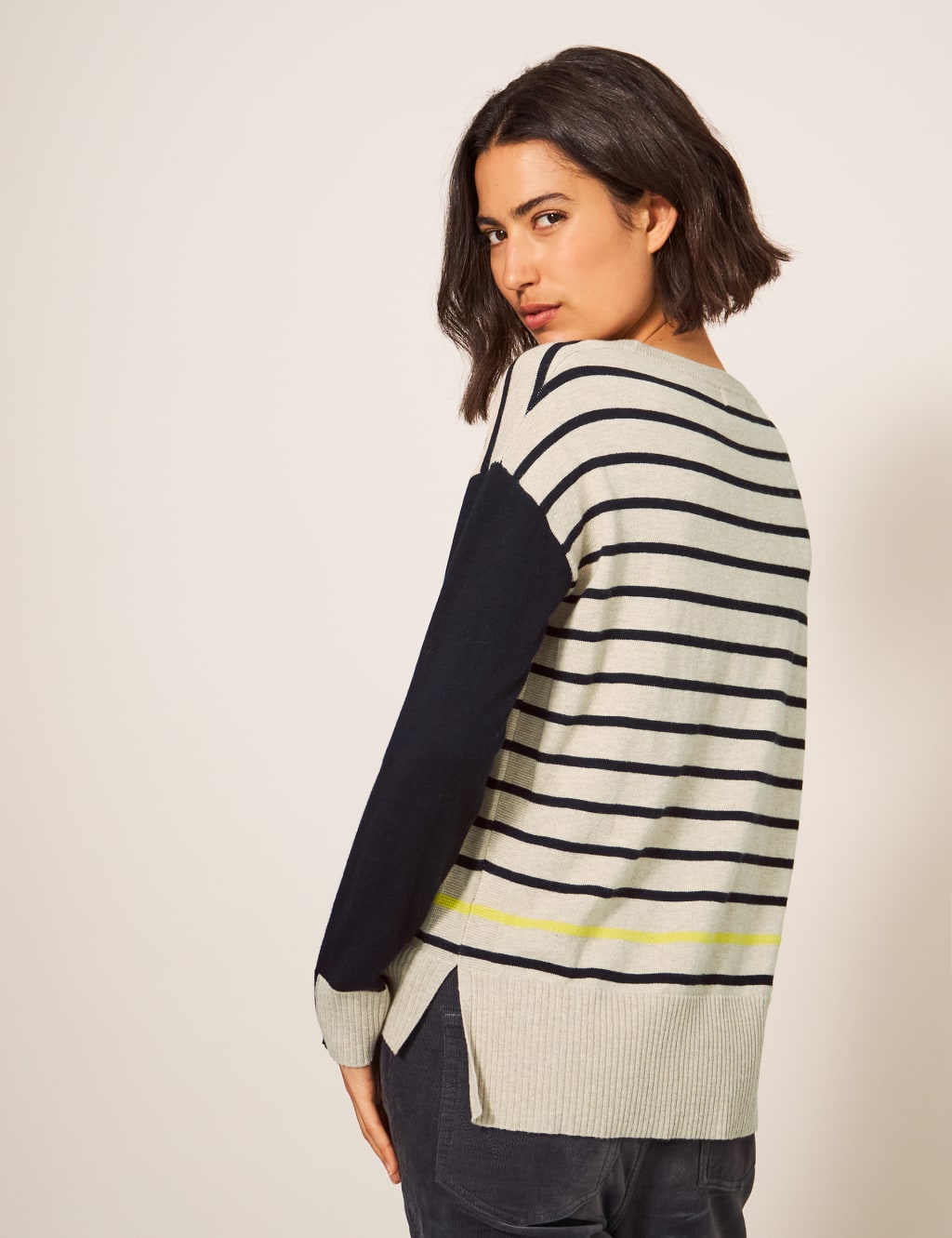 Merino Wool Blend Striped Heart Jumper image 4